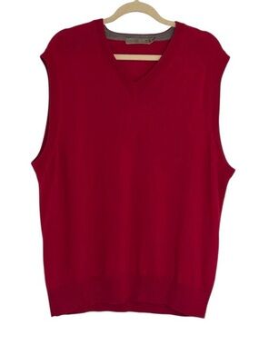 Raffi Sweater Vest Size XL Men’s Extra Fine Merino Wool V-Neck Red